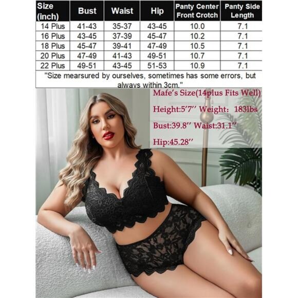Luxe Plus Size Lingerie Set: Sexy Lace Halter Bralette & High-Waist Panty NWT - Picture 6 of 7